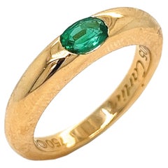 Used Cartier Original 1992 Oval Emerald 18 Karat Yellow Gold Ellipse Ring