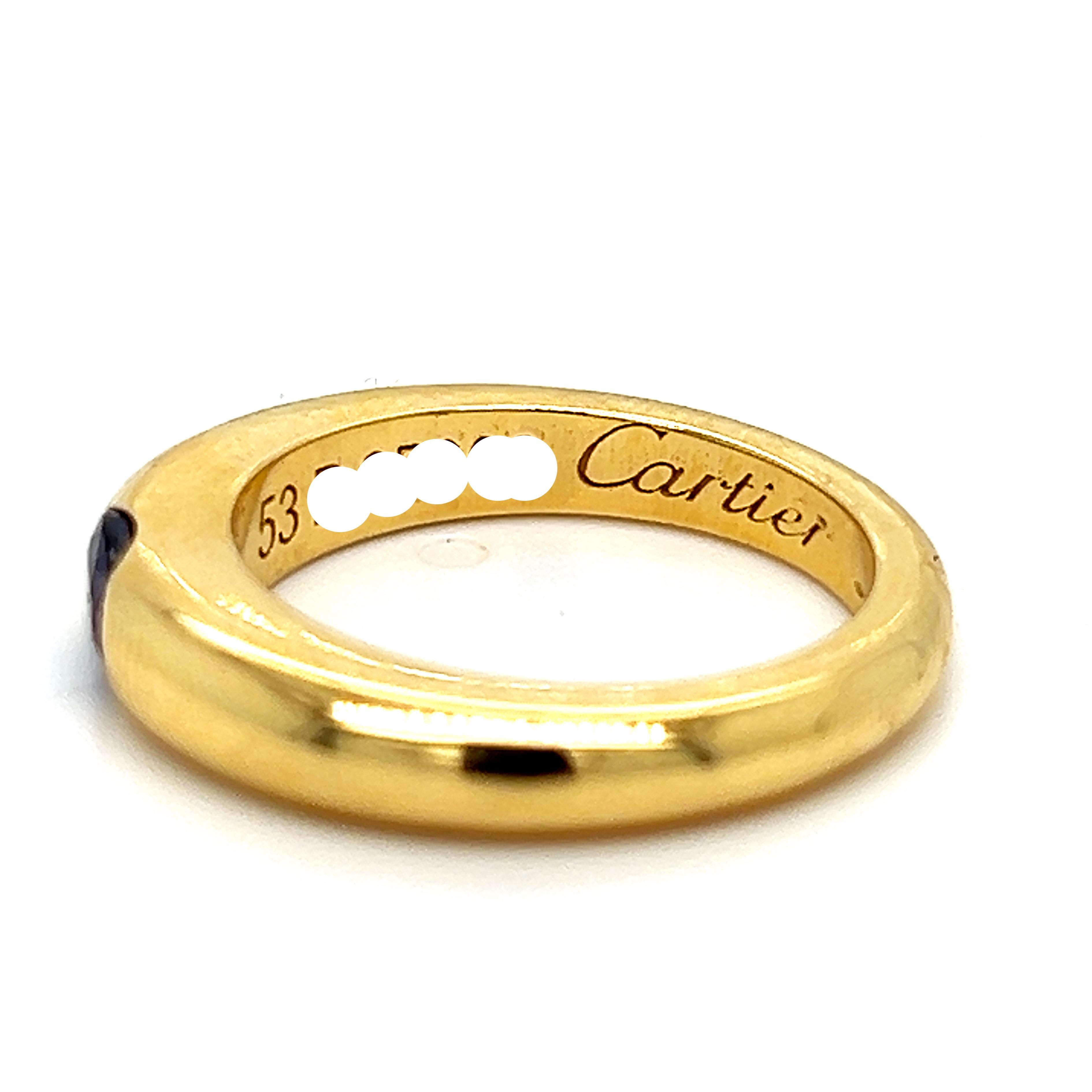Women's Cartier Original 1992 Oval Royal Blue Sapphire 18 Karat Yellow Gold Ellipse Ring For Sale