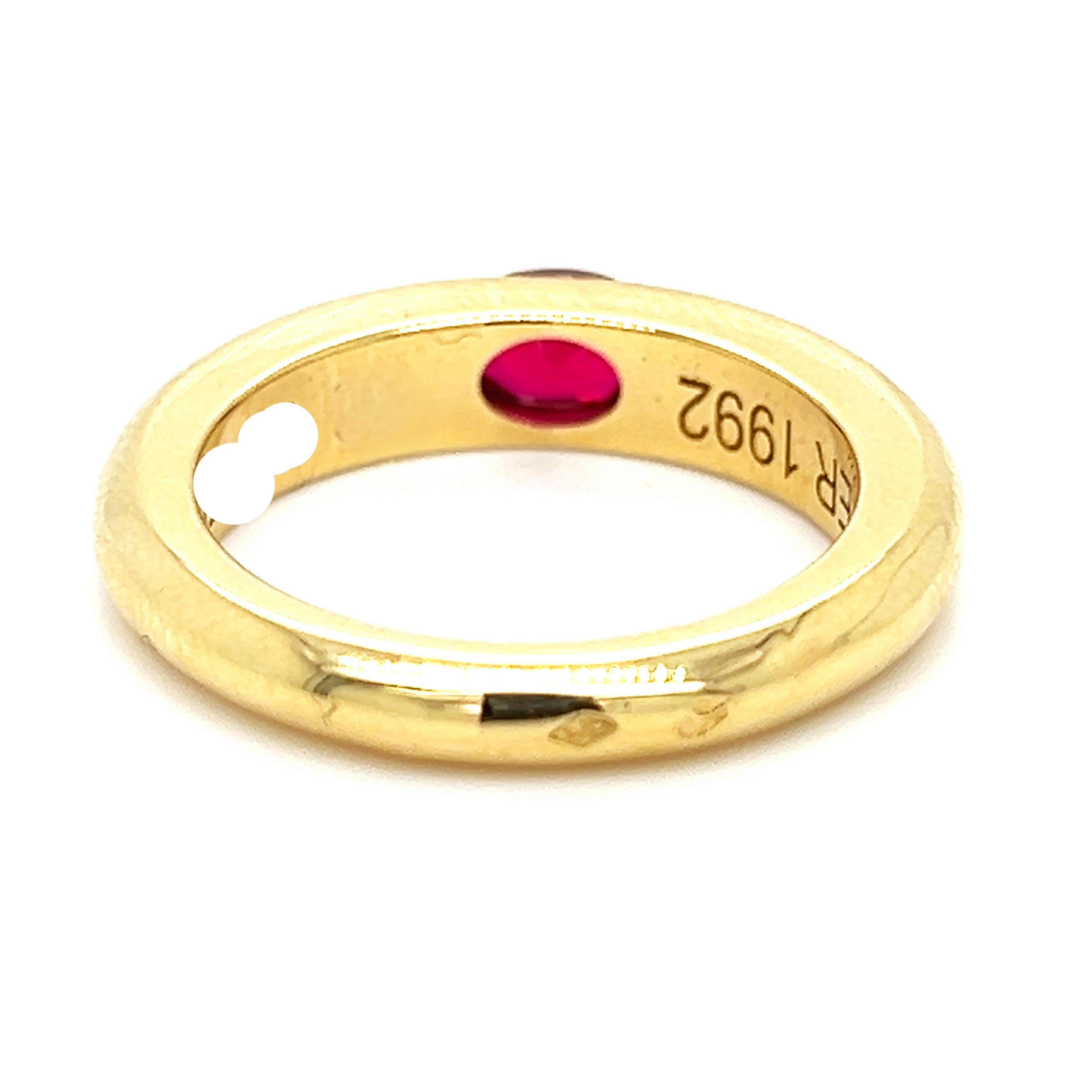 Oval Cut Cartier Original 1992 Oval Ruby 18 Karat Yellow Gold Ellipse Ring