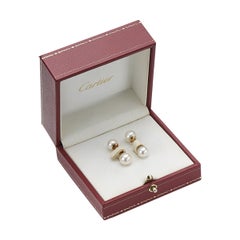 Cartier Original Cultured Pearl and 18 Karat Yellow Gold Cufflinks