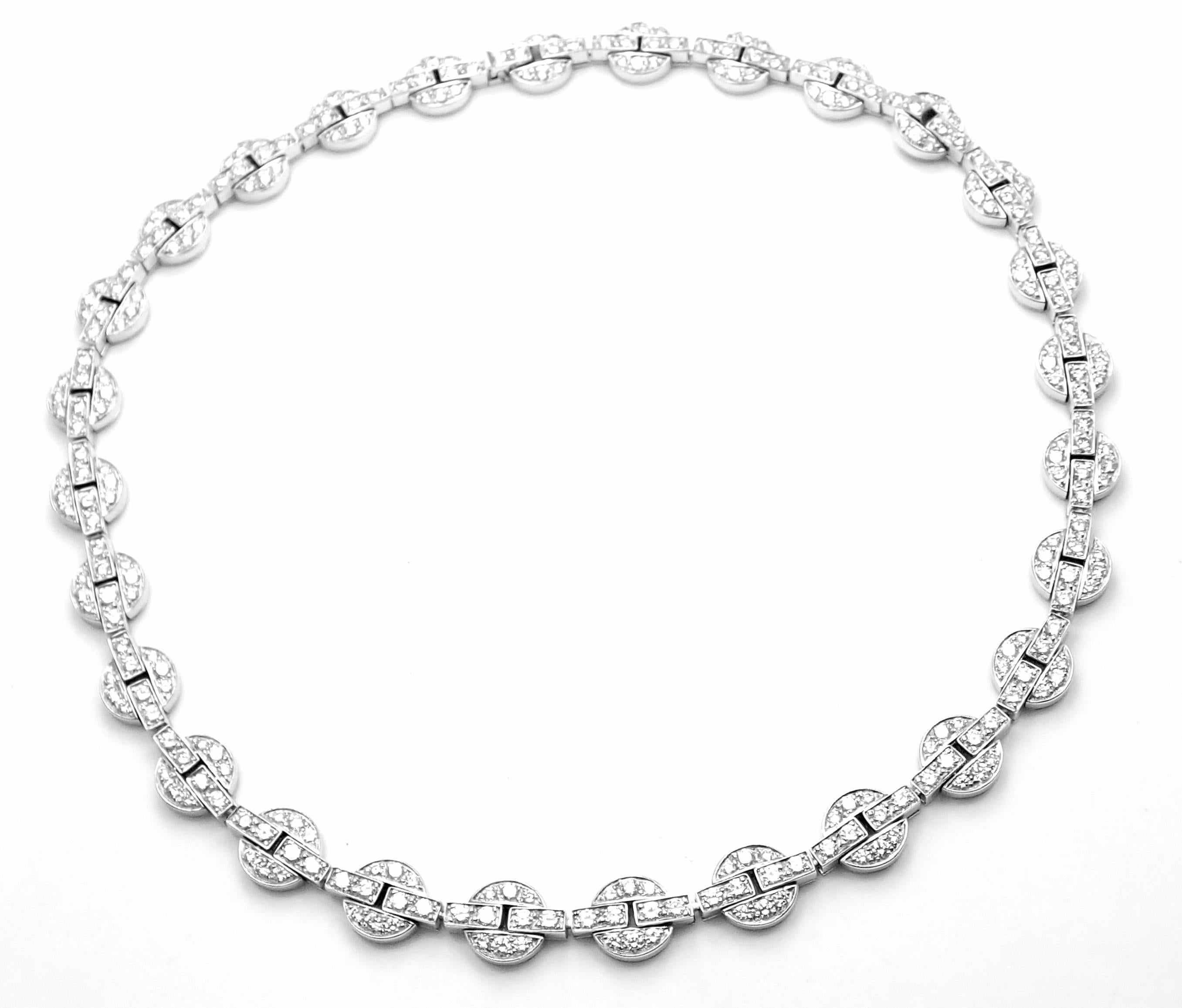18k White Gold Diamond Orissa Necklace by Cartier. 
This necklace comes with Cartier certificate and a Cartier box.
With 280 Round brilliant cut diamonds VVS1 clarity E color Total Diamond Weight approx. 9.17ct
Details: 
Length: 15.5