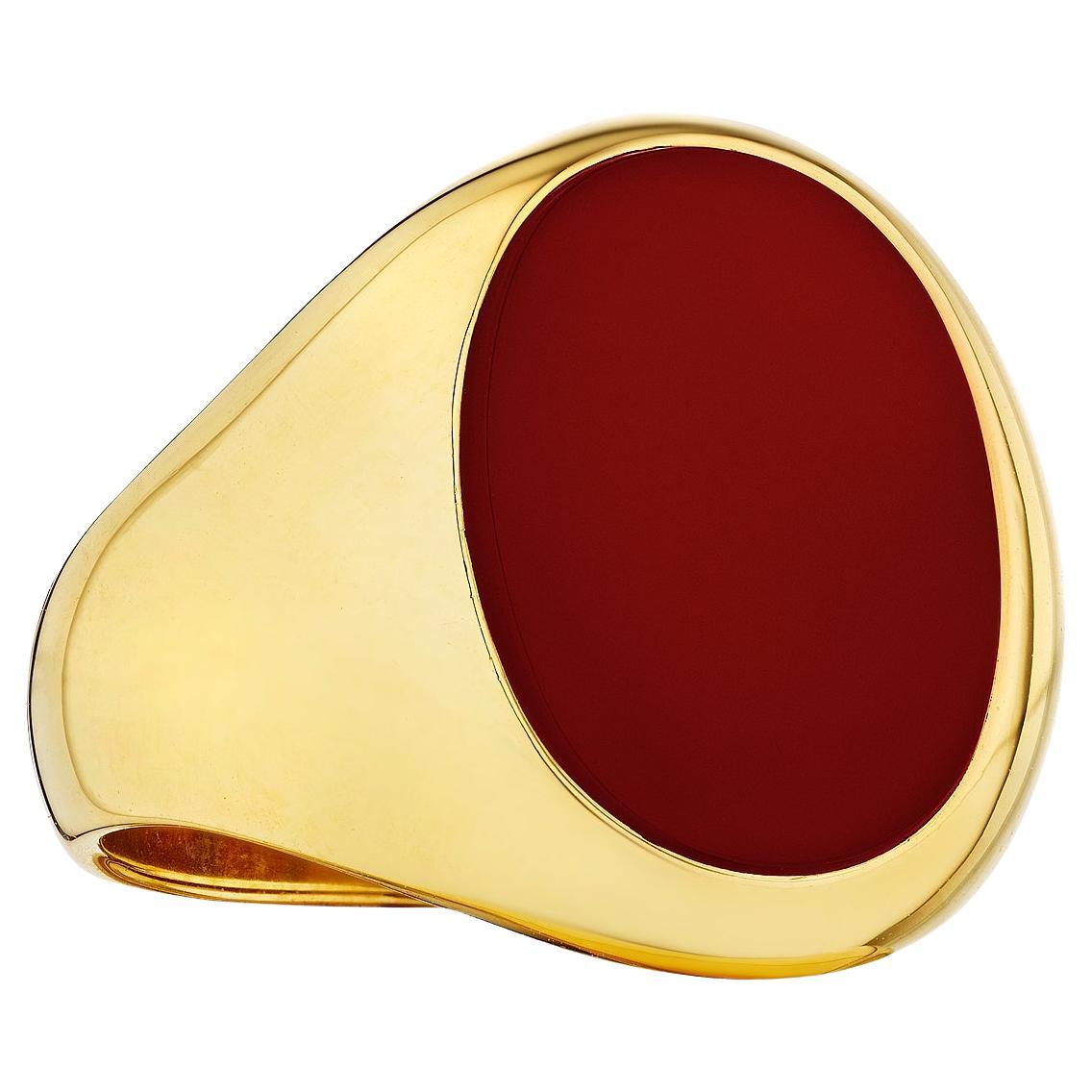 Cartier Oval Cut Carnelian Gold Modernist Signet Ring