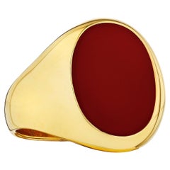 Cartier Oval Cut Carnelian Gold Modernist Signet Ring