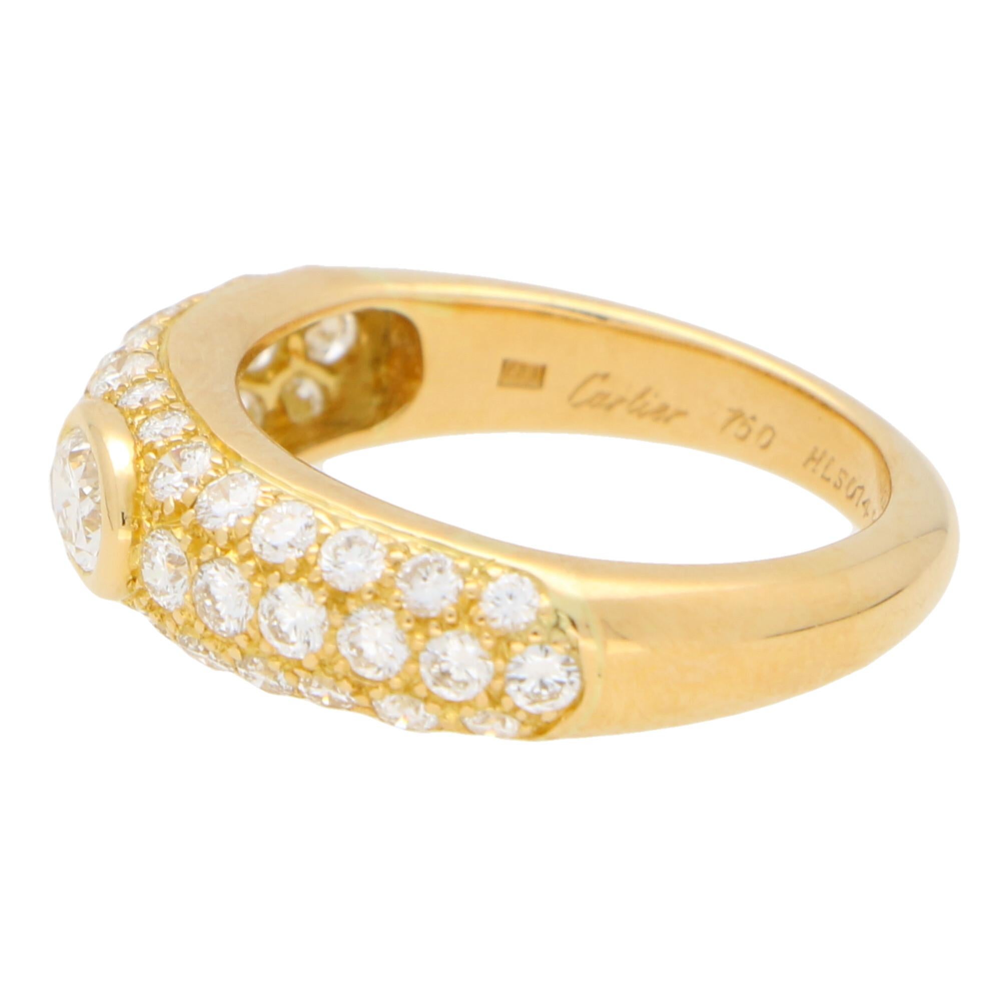 Retro Cartier Oval Diamond Mimi Bombé Ring Set in 18 Karat Yellow Gold