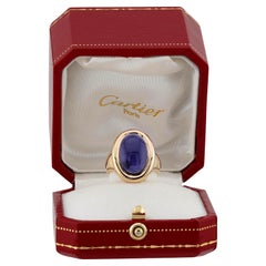 CARTIER Oval Iolite 18k Yellow Gold Cocktail Ring Box