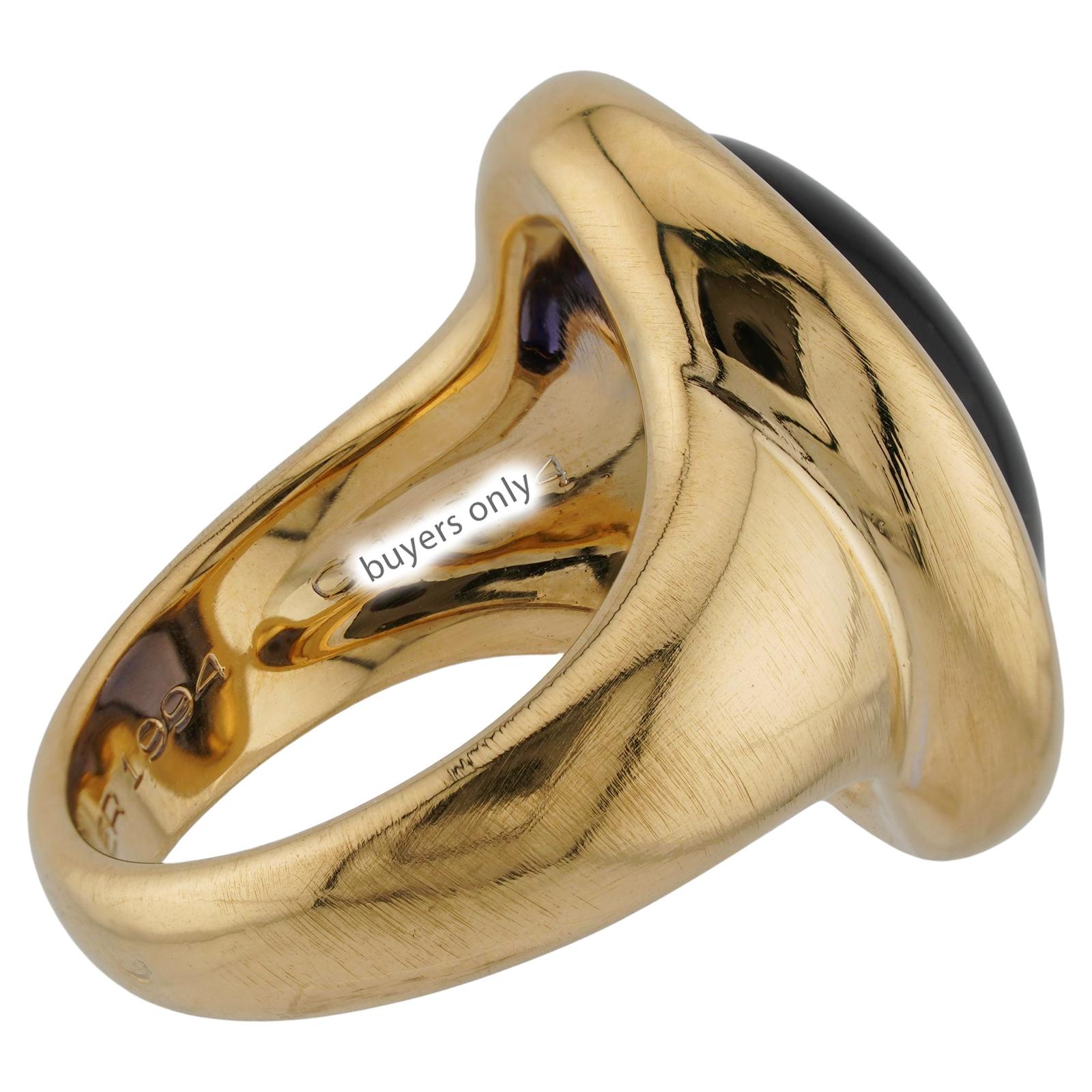 CARTIER Oval Iolite 18k Yellow Gold Cocktail Ring Box  For Sale 2
