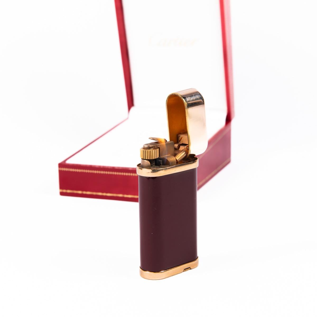 Women's or Men's Cartier Oval Lighter Red Laqcuered Gold Plated Complete in Box