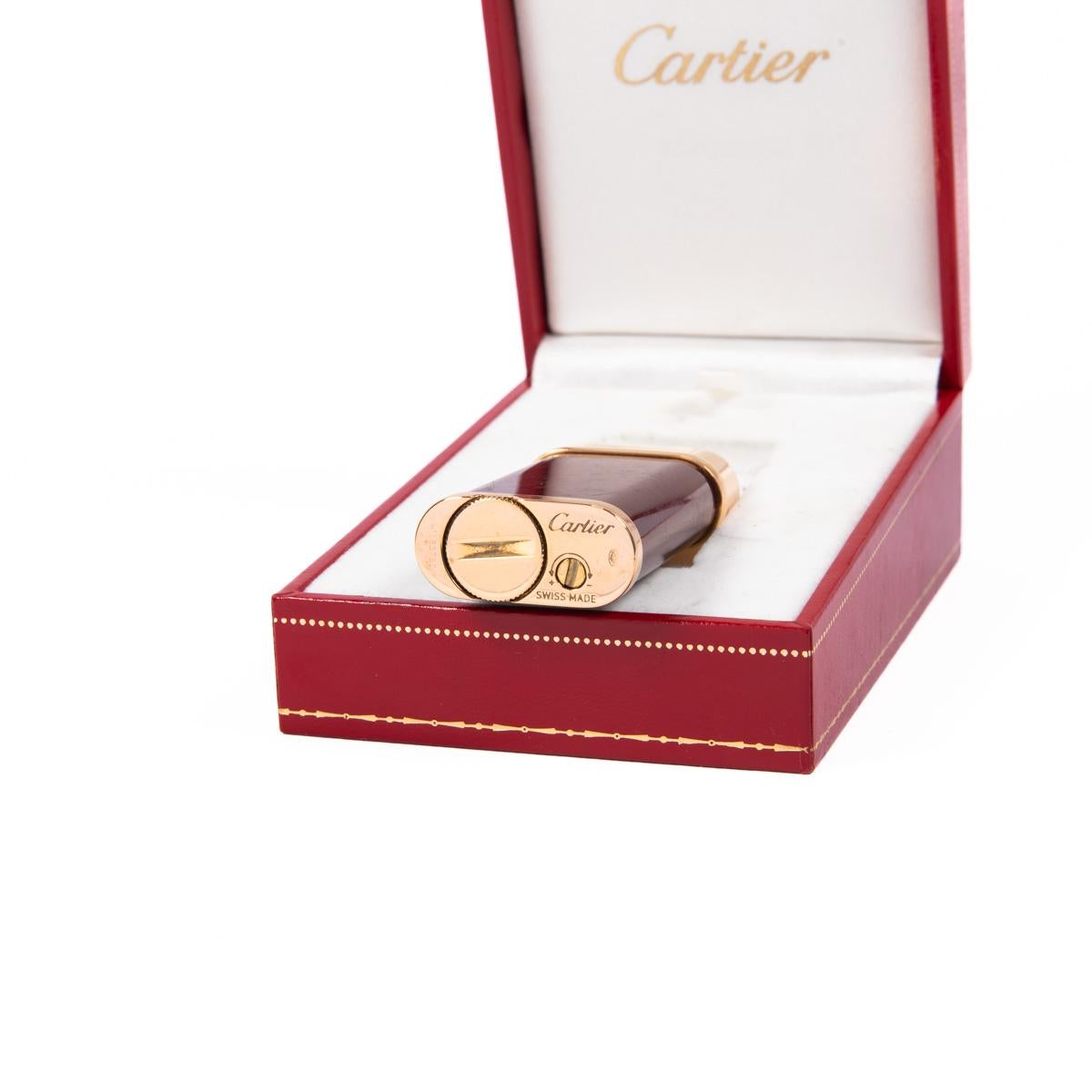 Cartier Oval Lighter Red Laqcuered Gold Plated Complete in Box 1