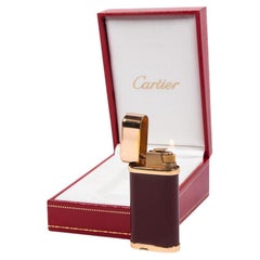 Vintage Cartier Oval Lighter Red Laqcuered Gold Plated Complete in Box