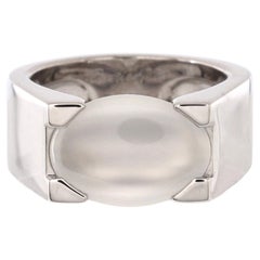Cartier Oval Tank Ring 18k White Gold with Moonstone