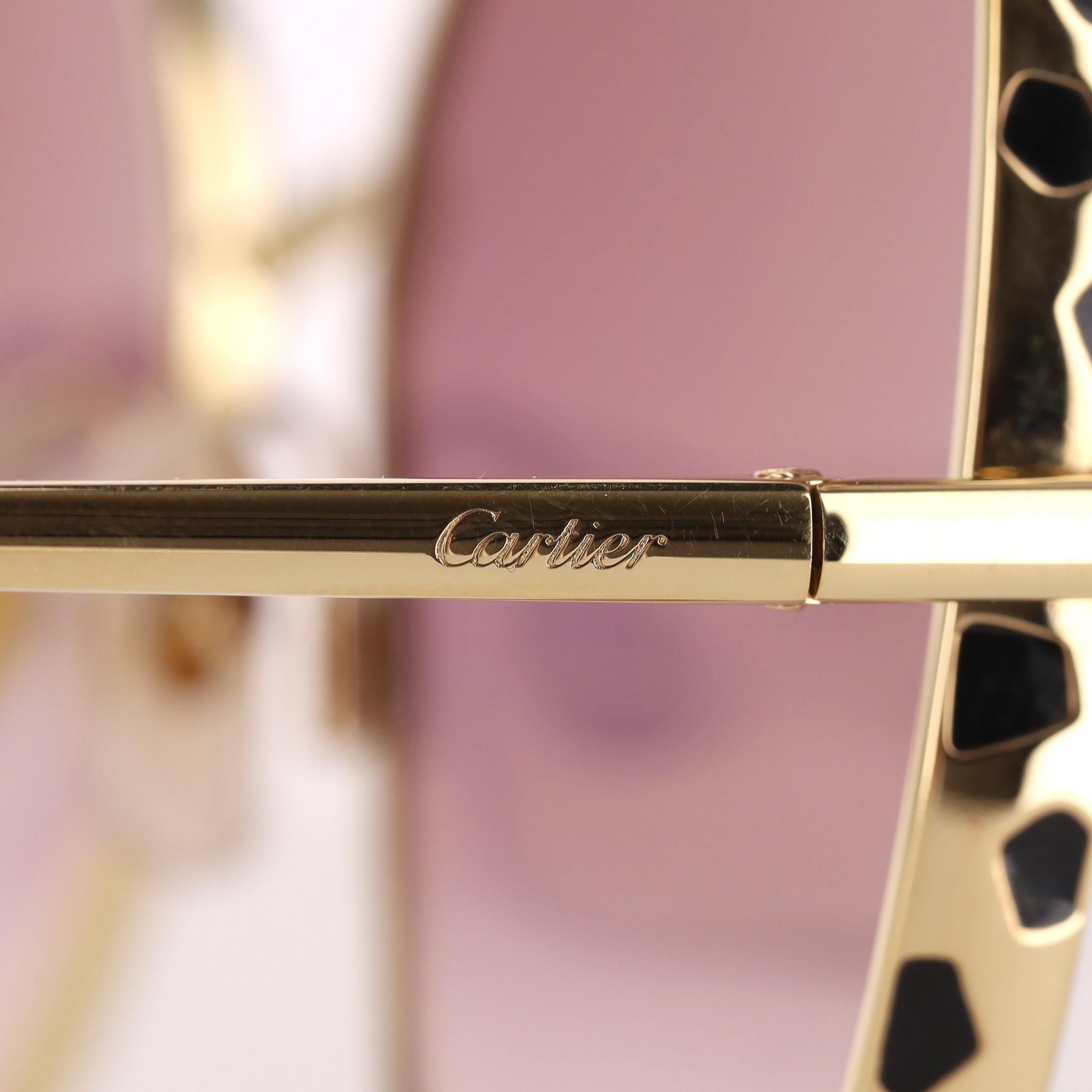 Donna Occhiali da sole oversize di Cartier con montatura a macchie di pantera in vendita