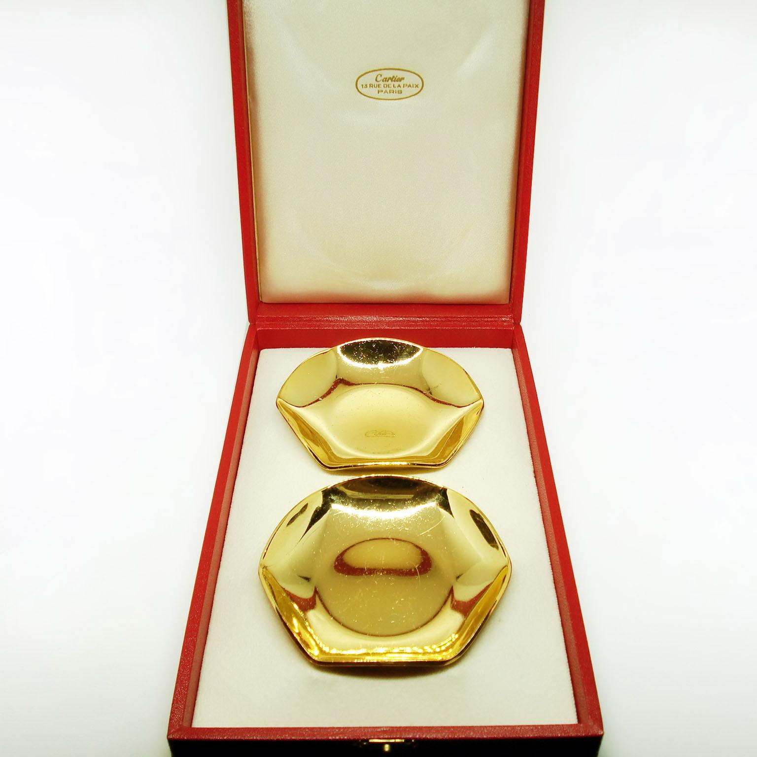Gilt Metal Pair of Coupes in Original Box, by Cartier 1