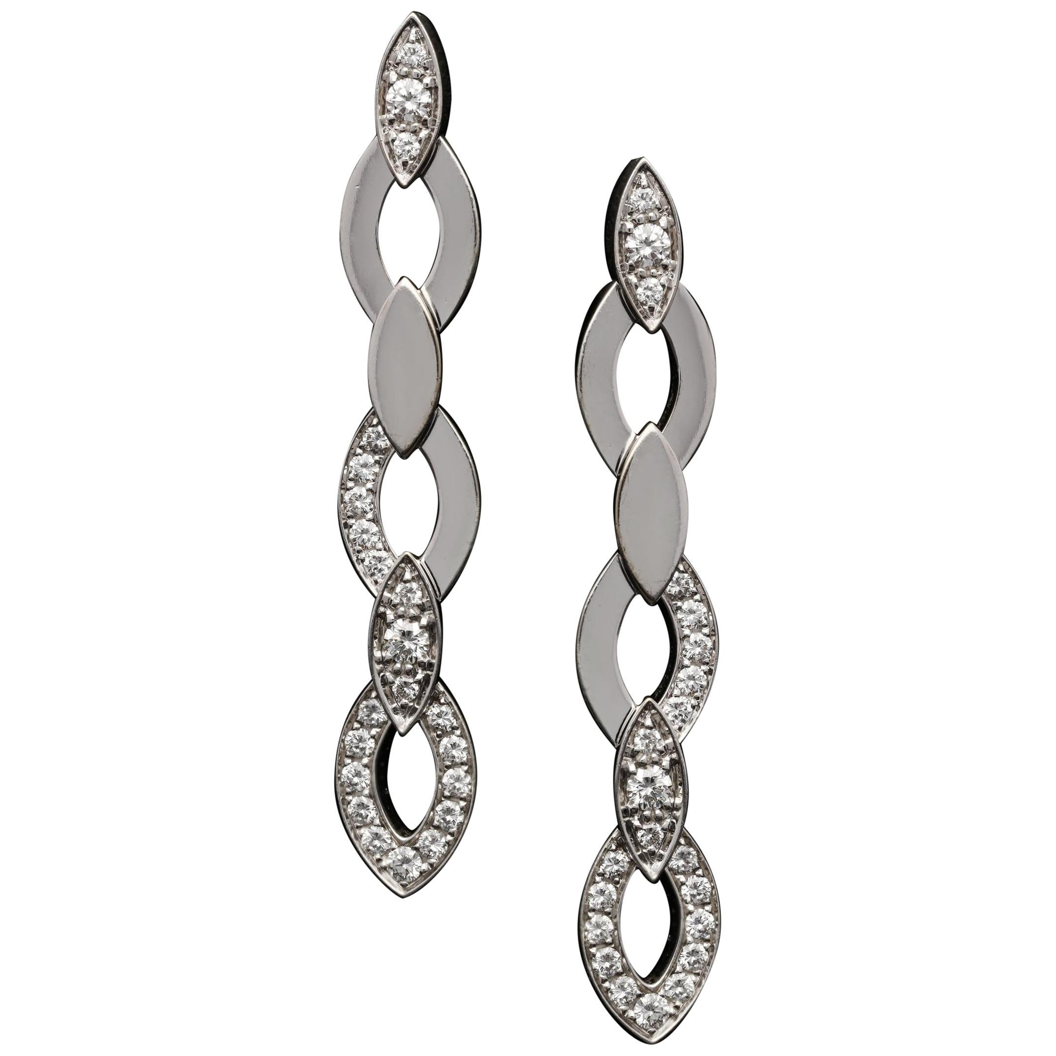 Cartier, Pair of 'Diadea' Diamond and 18 Carat White Gold Drop Earrings