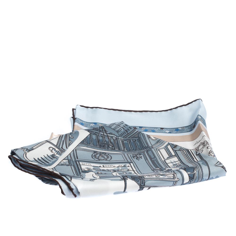 Women's Cartier Pale Blue Printed Silk Square Scarf