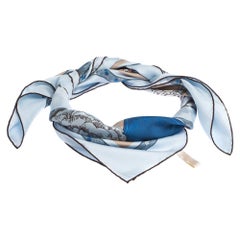 Cartier Pale Blue Printed Silk Square Scarf