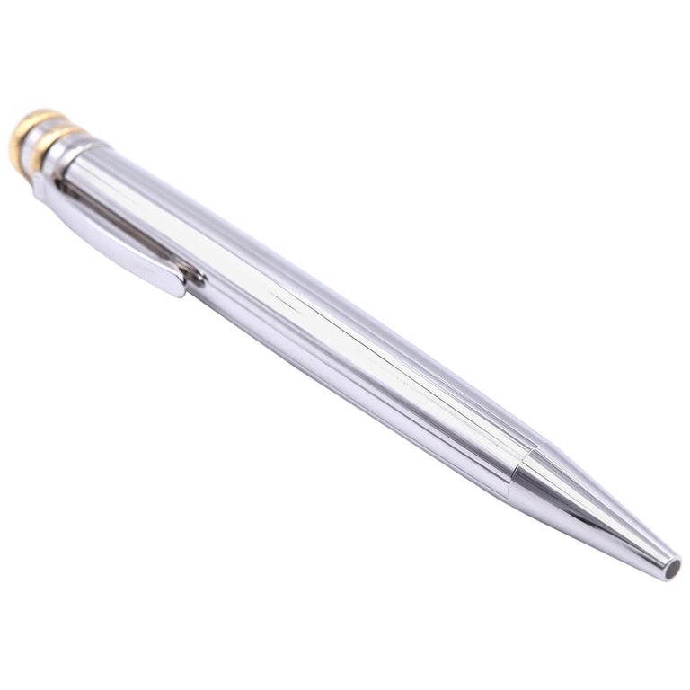 Cartier Palladium and Gold Tone Ballpoint Ink Pen at 1stDibs