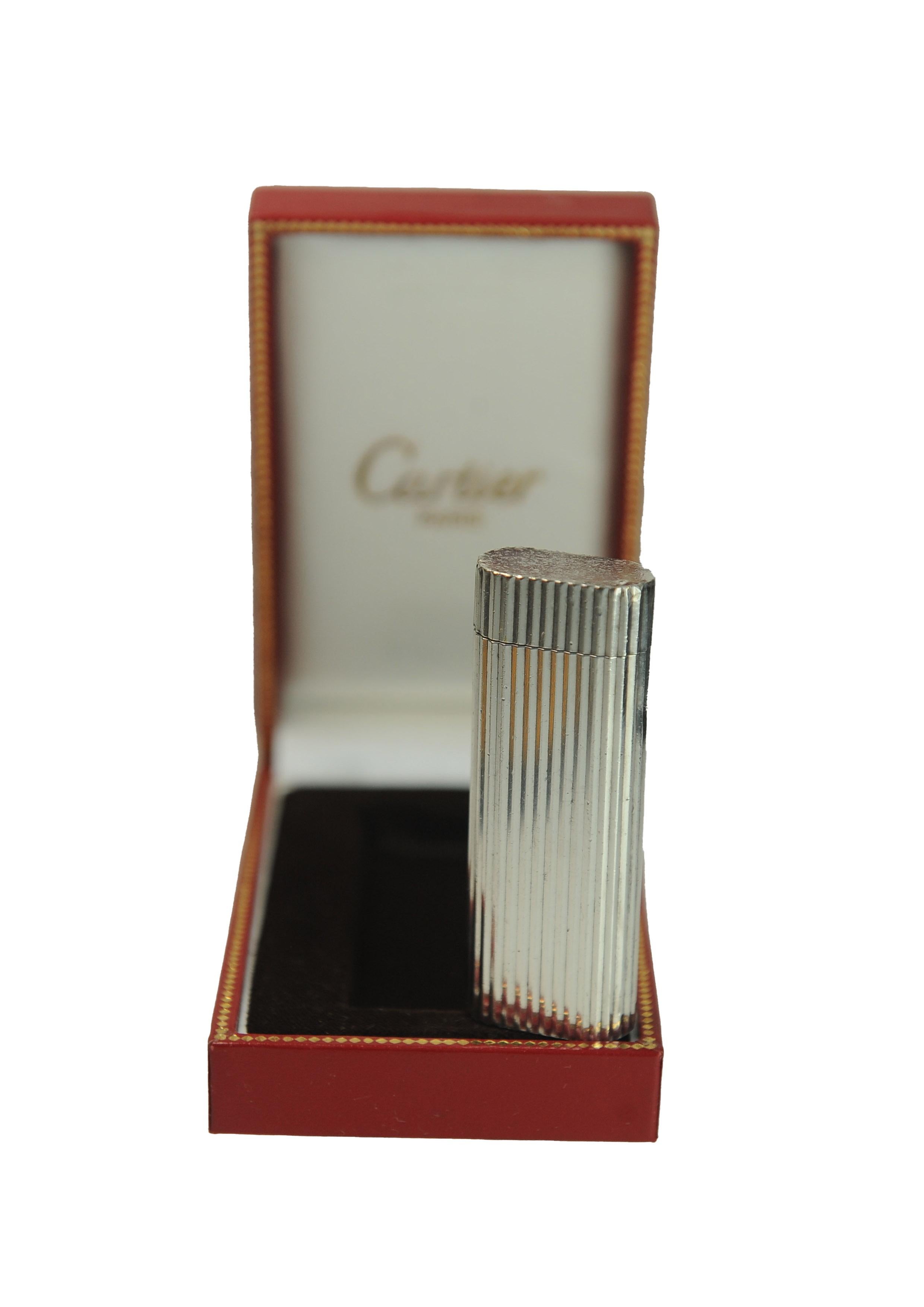 Accendino Cartier Palladium Briquet con custodia in pelle Cartier Servito in vendita 6