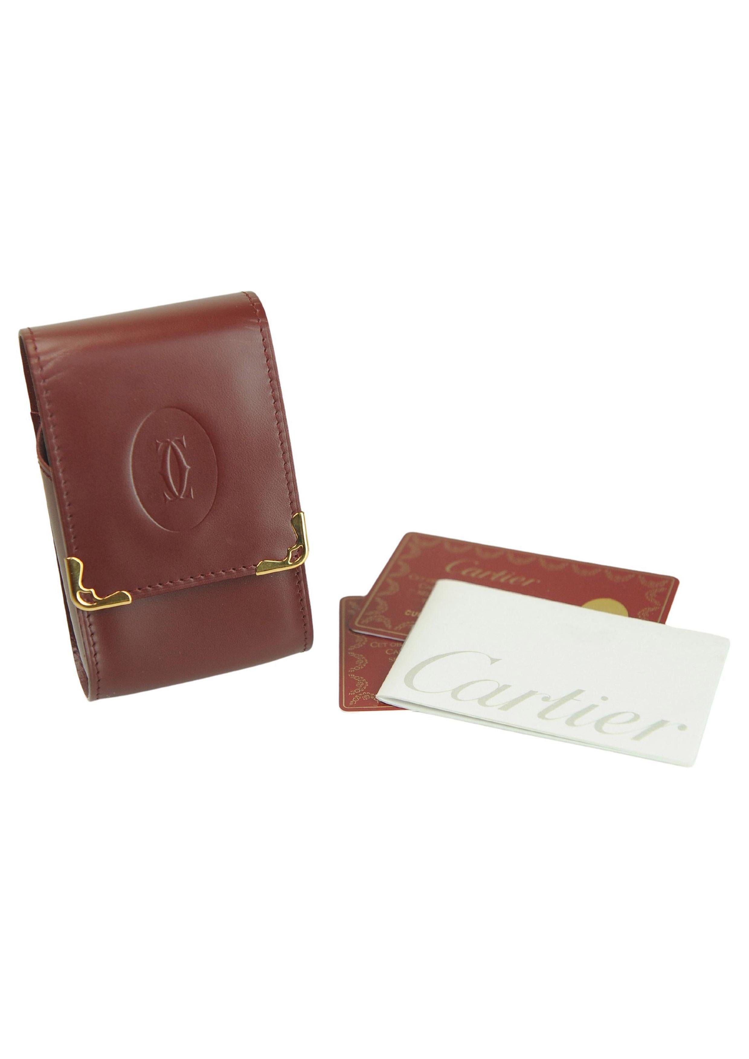 Accendino Cartier Palladium Briquet con custodia in pelle Cartier Servito in vendita 7