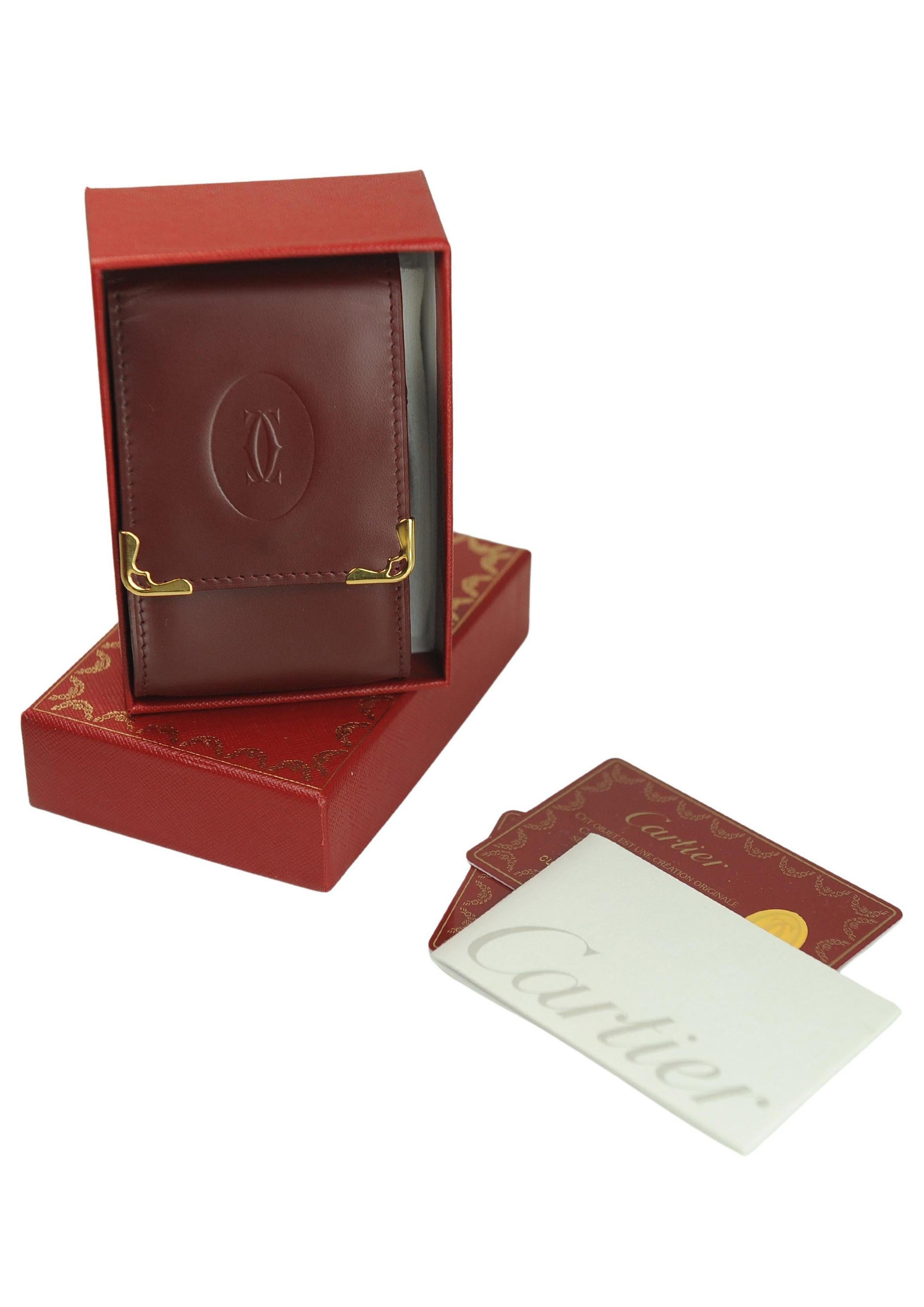 Accendino Cartier Palladium Briquet con custodia in pelle Cartier Servito in vendita 9
