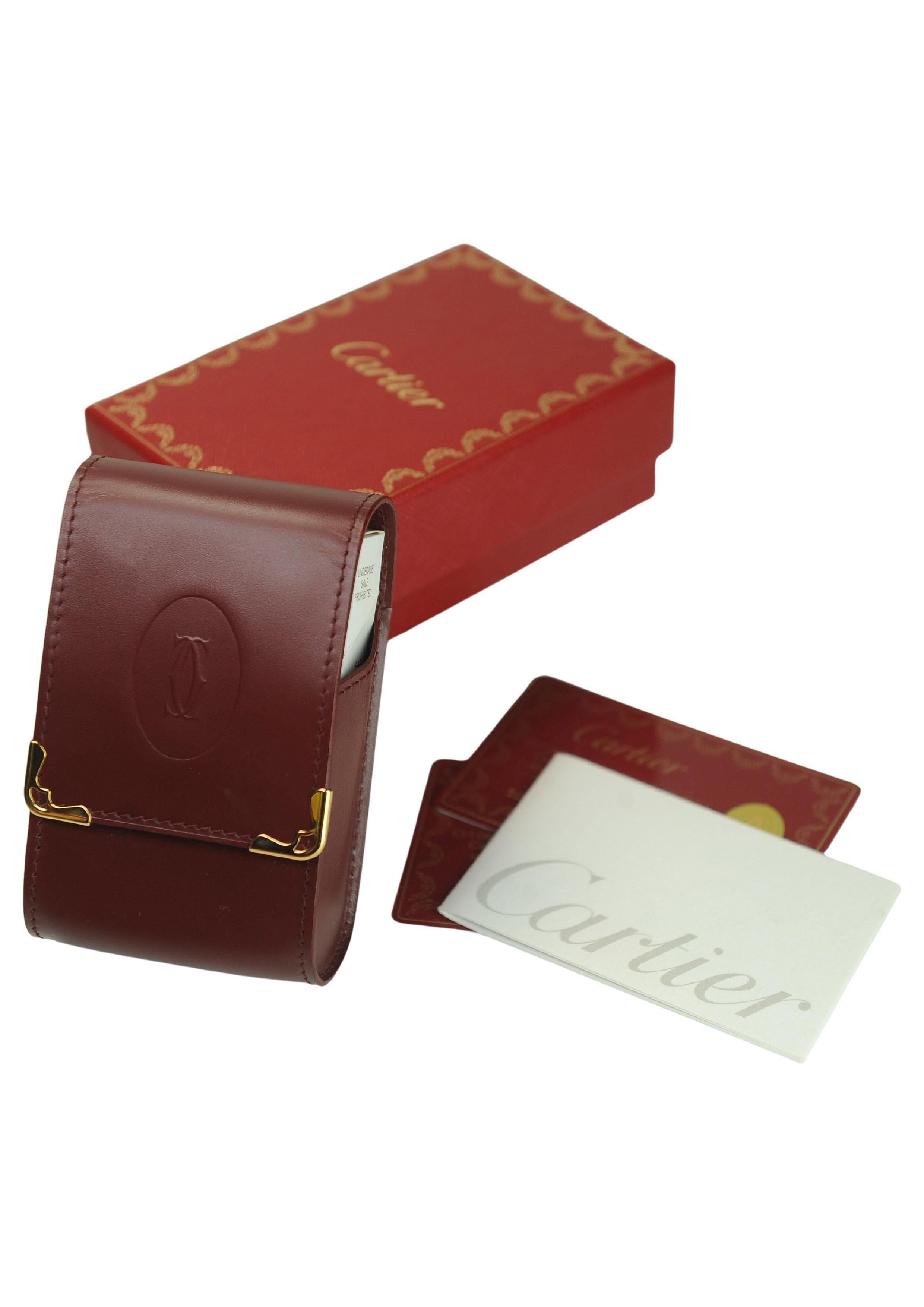 XX secolo Accendino Cartier Palladium Briquet con custodia in pelle Cartier Servito in vendita