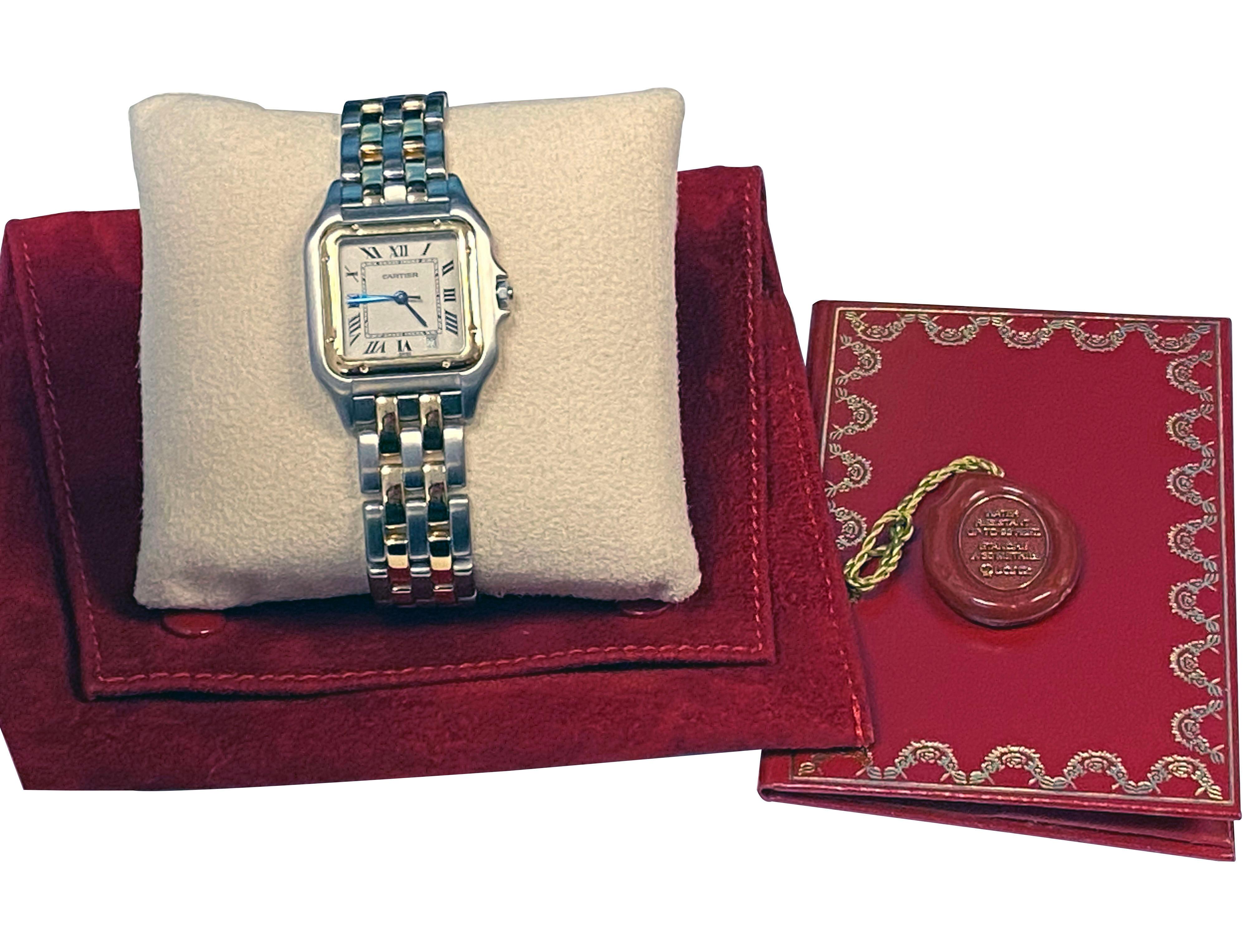 Women's or Men's Cartier Panther 18K and Steel Quartz Wrist Watch 
