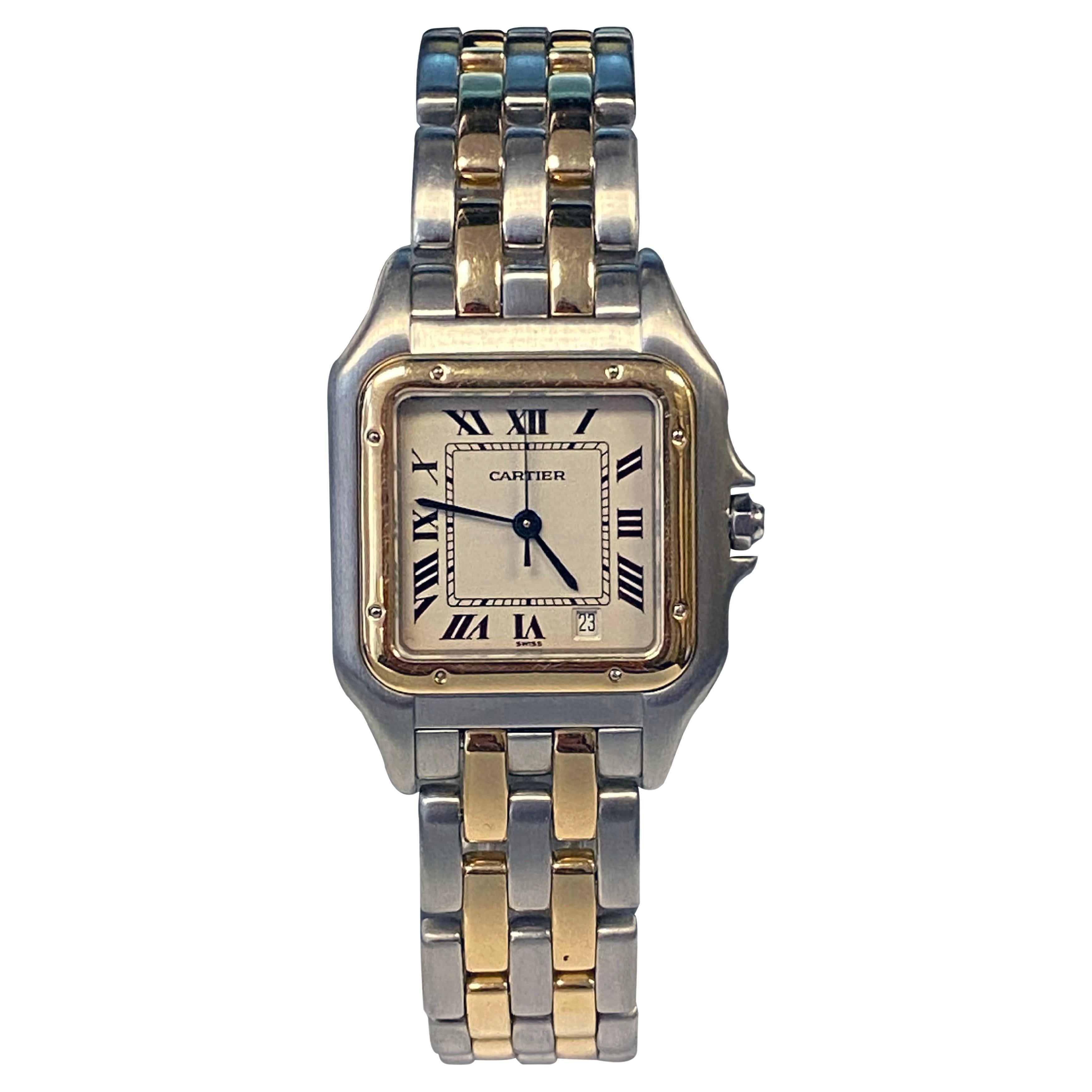 Cartier Panther 18K and Steel Quartz Wrist Watch 