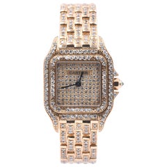 Cartier Panther 18 Karat Yellow Gold Custom Diamond Watch