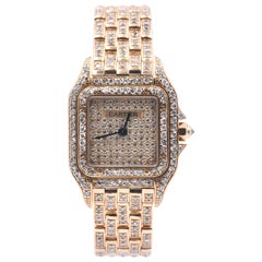 Cartier Panther 18 Karat Yellow Gold Custom Diamond Watch