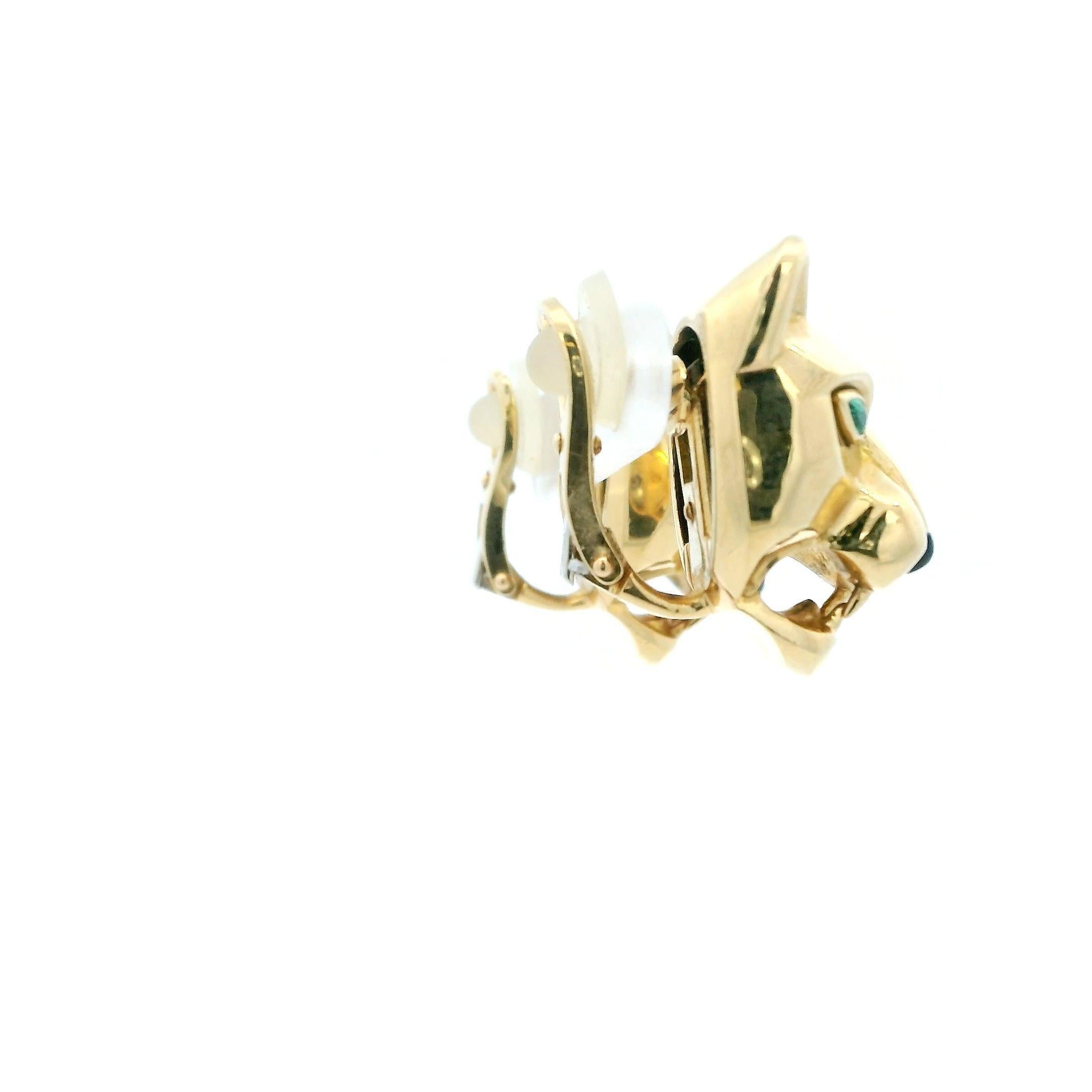Cartier Panther 18K Yellow Gold Day & Night Ears Door-knockers Peridot Eyes For Sale 4