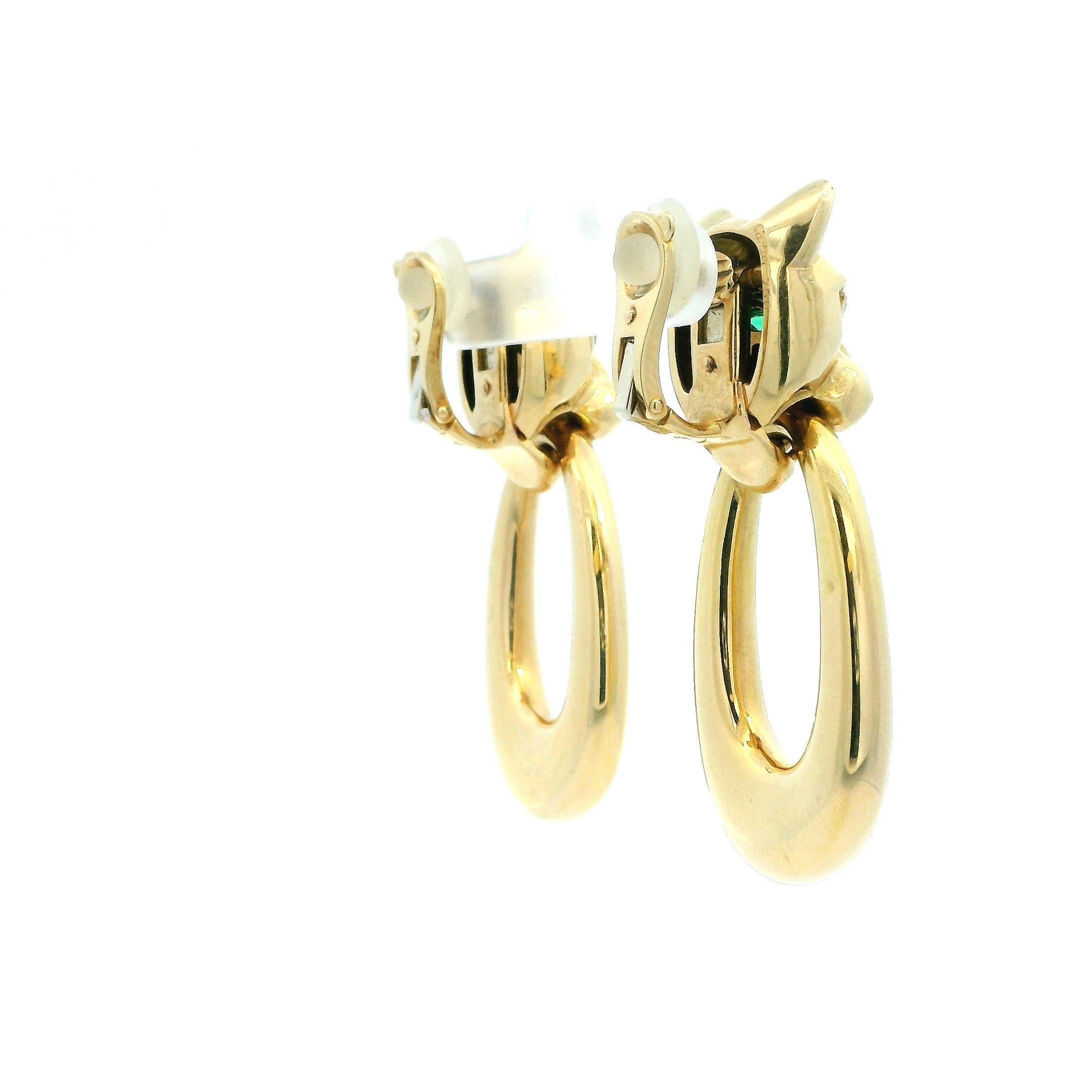 Cartier Panther 18K Yellow Gold Day & Night Ears Door-knockers Peridot Eyes For Sale 2