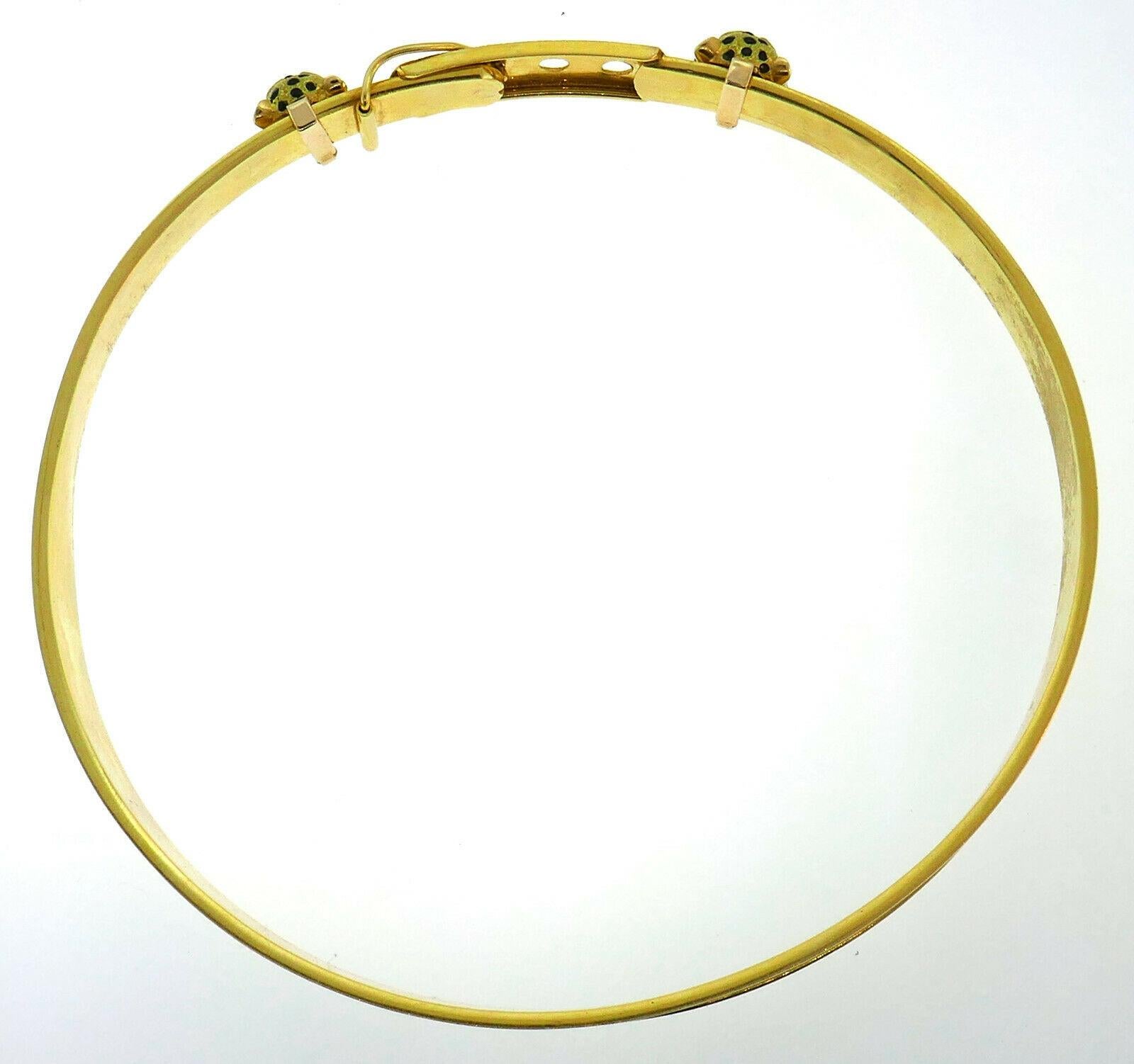 Round Cut Cartier Panther 18k Yellow Gold Diamond Ruby Enamel Choker Necklace Vintage