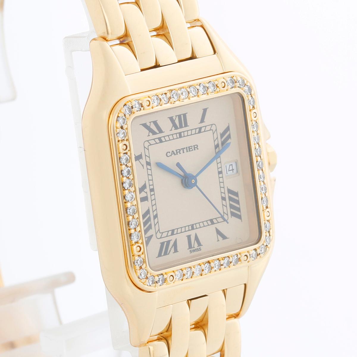 Cartier Panther 18k Yellow Gold Men's Quartz Watch with Date & Diamonds For Sale 2