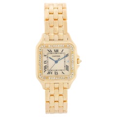 Cartier Panther 18k Yellow Gold Men's Quartz Watch with Date & Diamonds