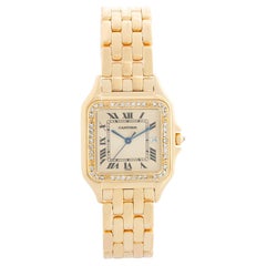 Cartier Panther 18k Yellow Gold Men's Quartz Watch with Date & Diamonds