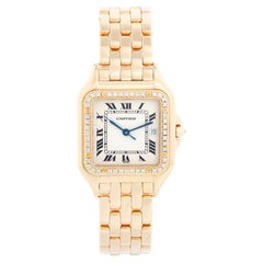 Vintage Cartier Panther 18k Yellow Gold Men's Quartz Watch with Date & Diamonds  W25014B