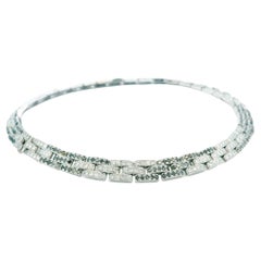 Cartier Panther Black 
White Diamonds 18K White Gold Link Necklace