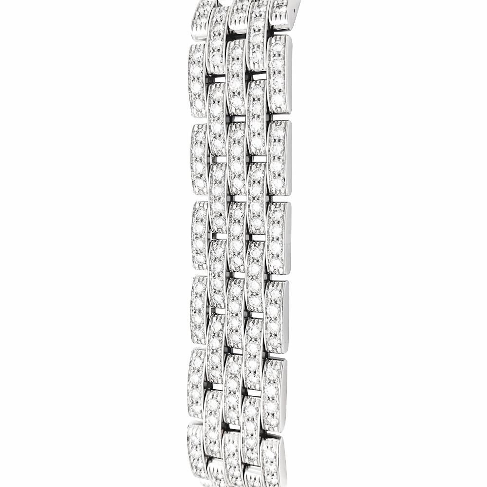 Round Cut Cartier Panther Bracelet, White Gold and Diamonds