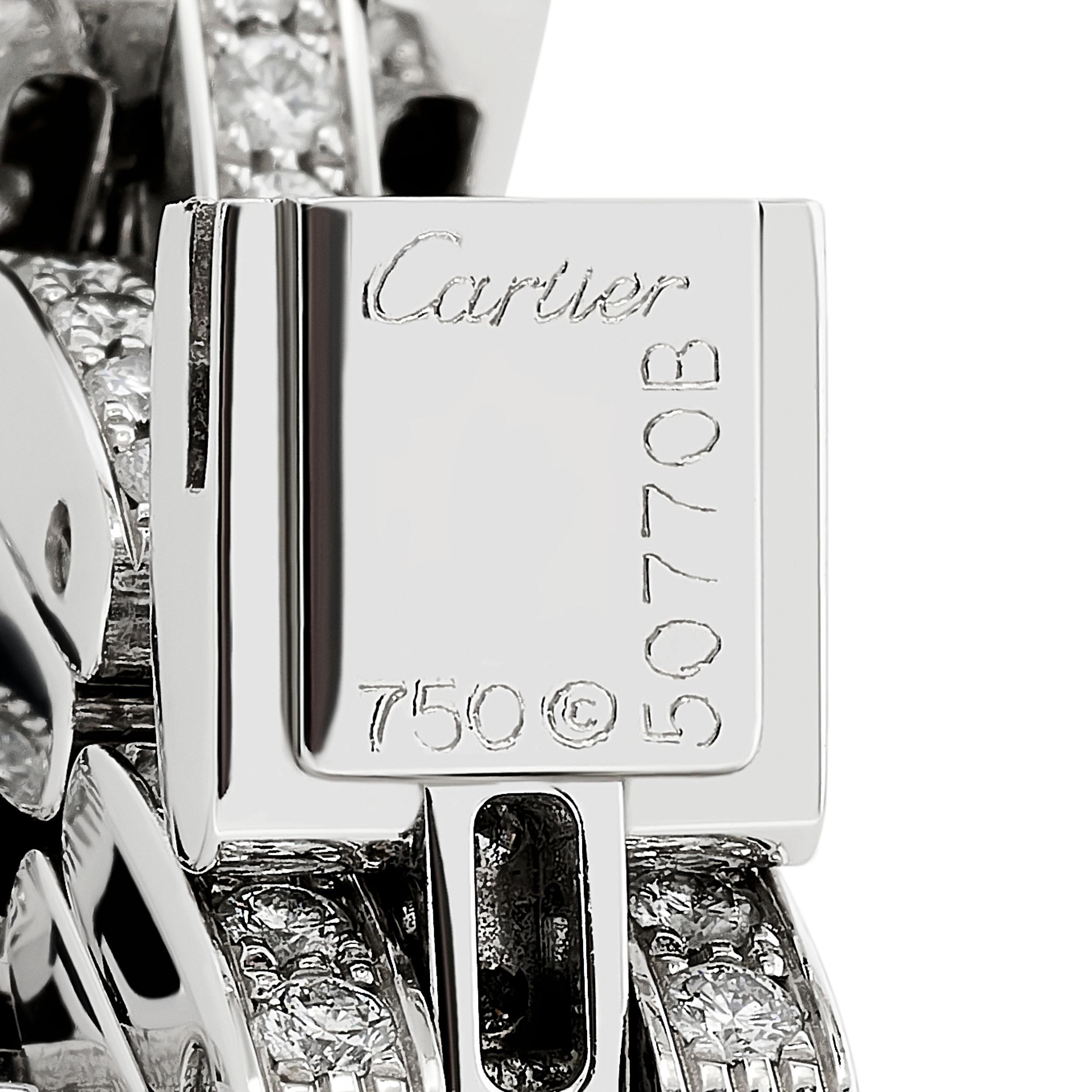 Round Cut Cartier Panther de Cartier 18 Karat White Gold Diamond and Onyx Bracelet For Sale