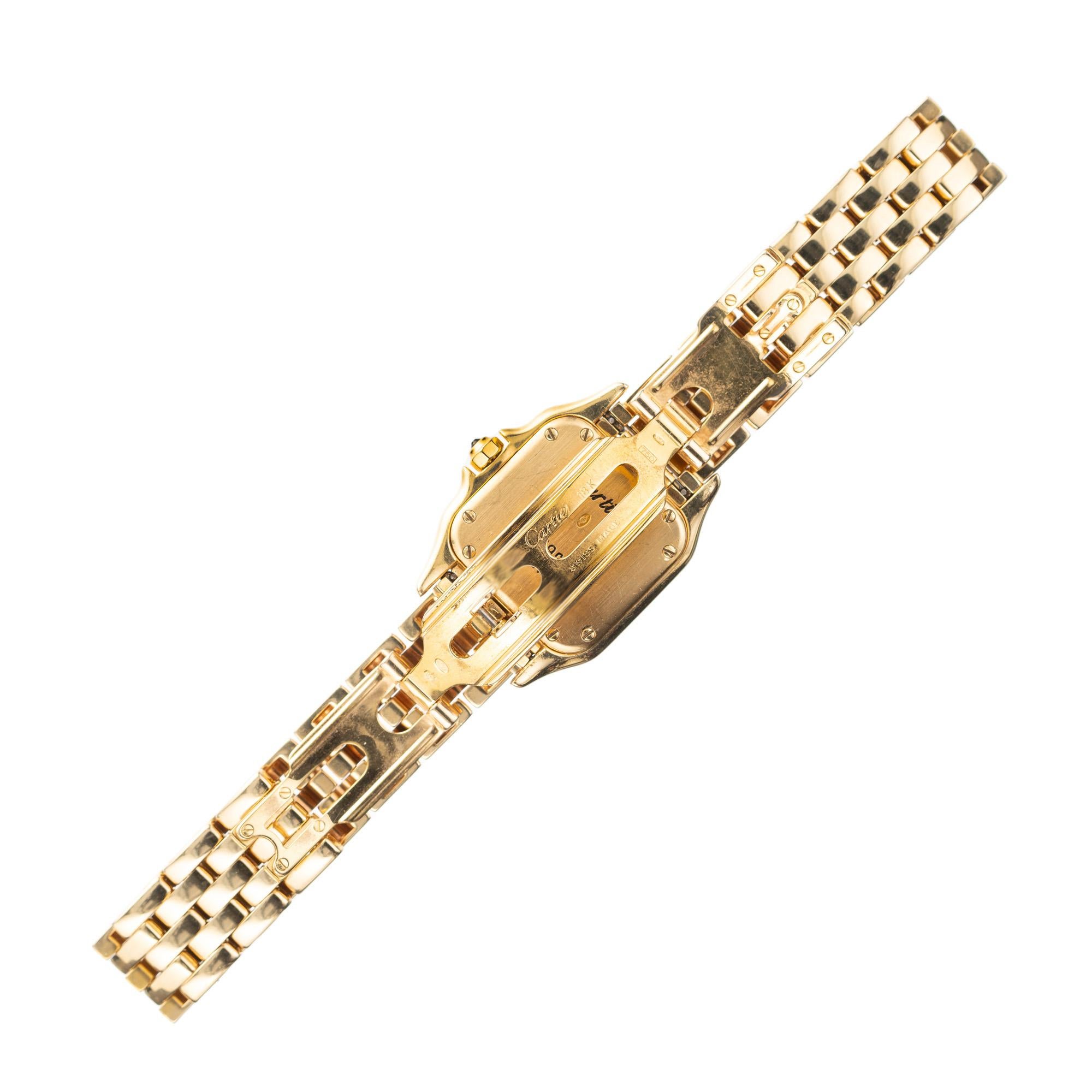 Cartier Panther Diamond Bezel Silver Dial 18k Yellow Gold Wristwatch 1