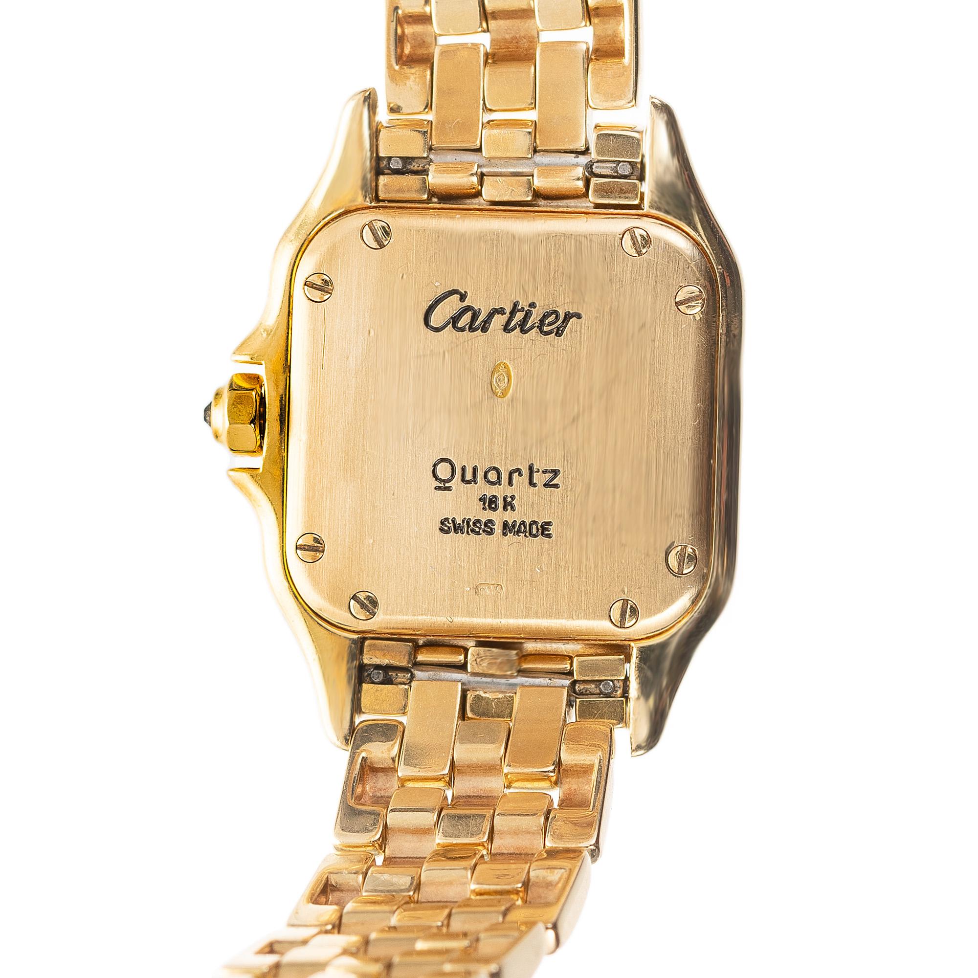 Cartier Panther Diamond Bezel Silver Dial 18k Yellow Gold Wristwatch 2