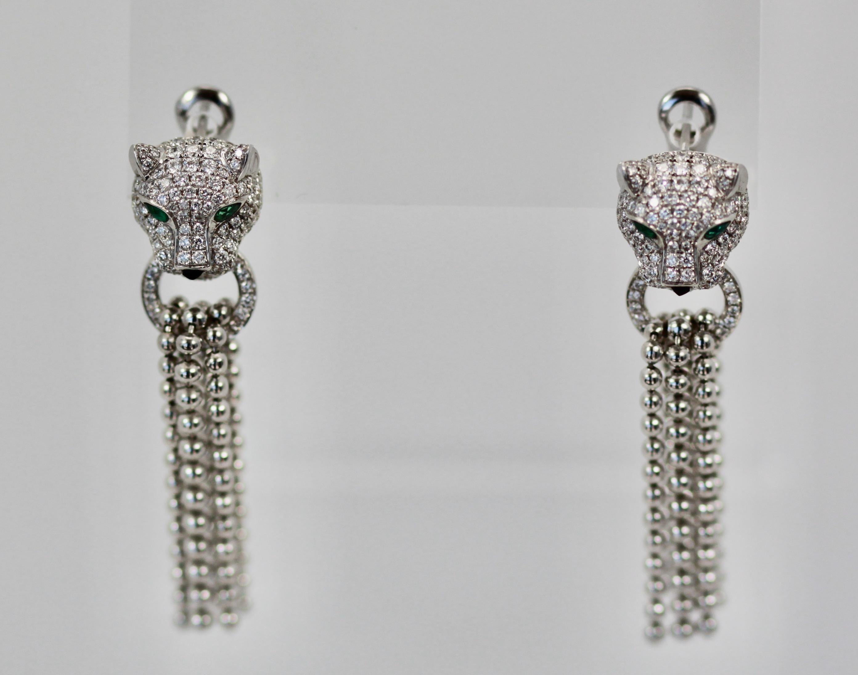 Cartier Panther Diamond Earrings with Tassels 6