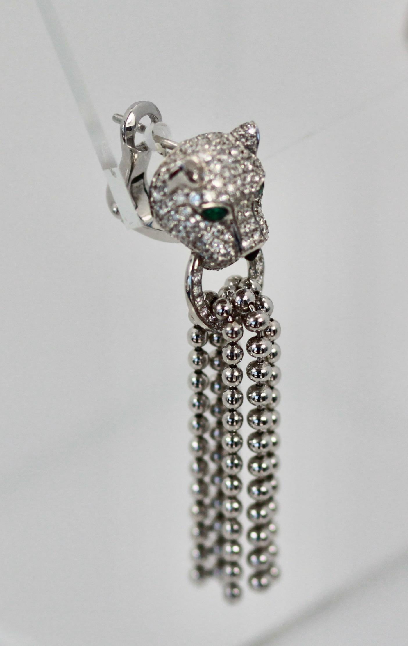 Women's Cartier Panther Diamond Earrings with Tassels