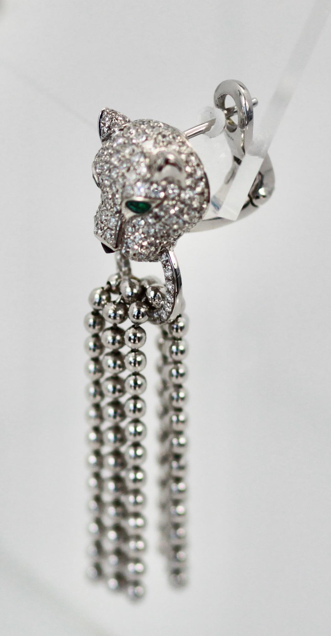 Cartier Panther Diamond Earrings with Tassels 2