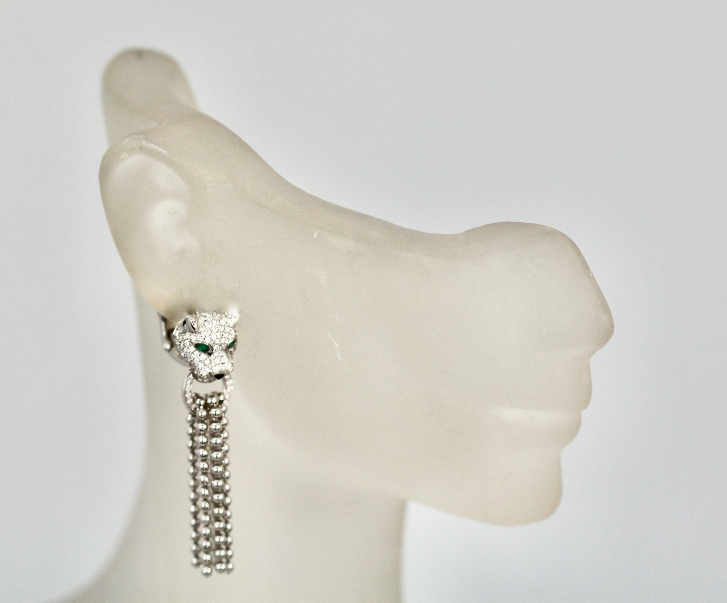 Cartier Panther Diamond Earrings with Tassels 3