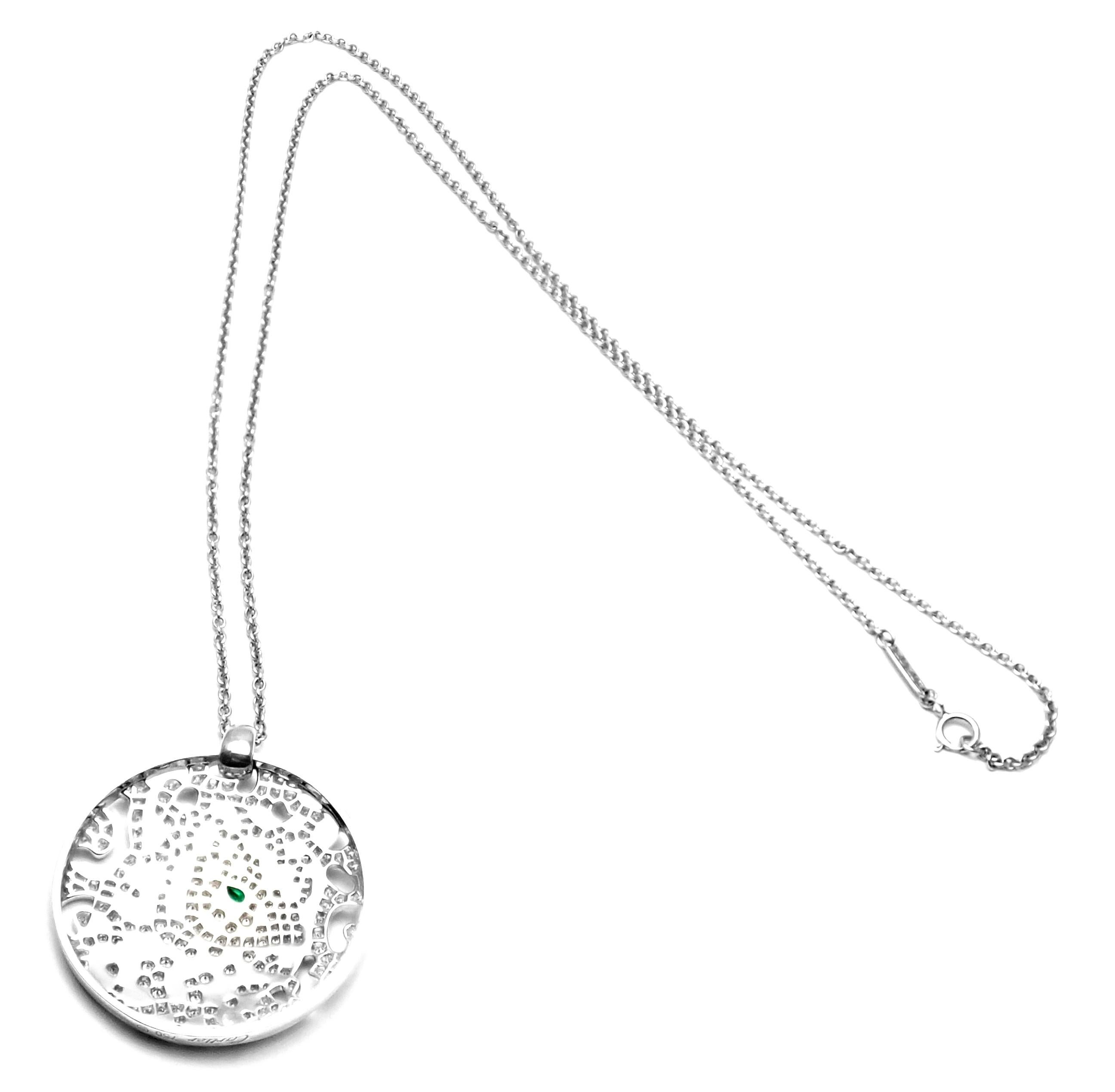 Cartier Panther Diamond Emerald White Gold Pendant Necklace 8