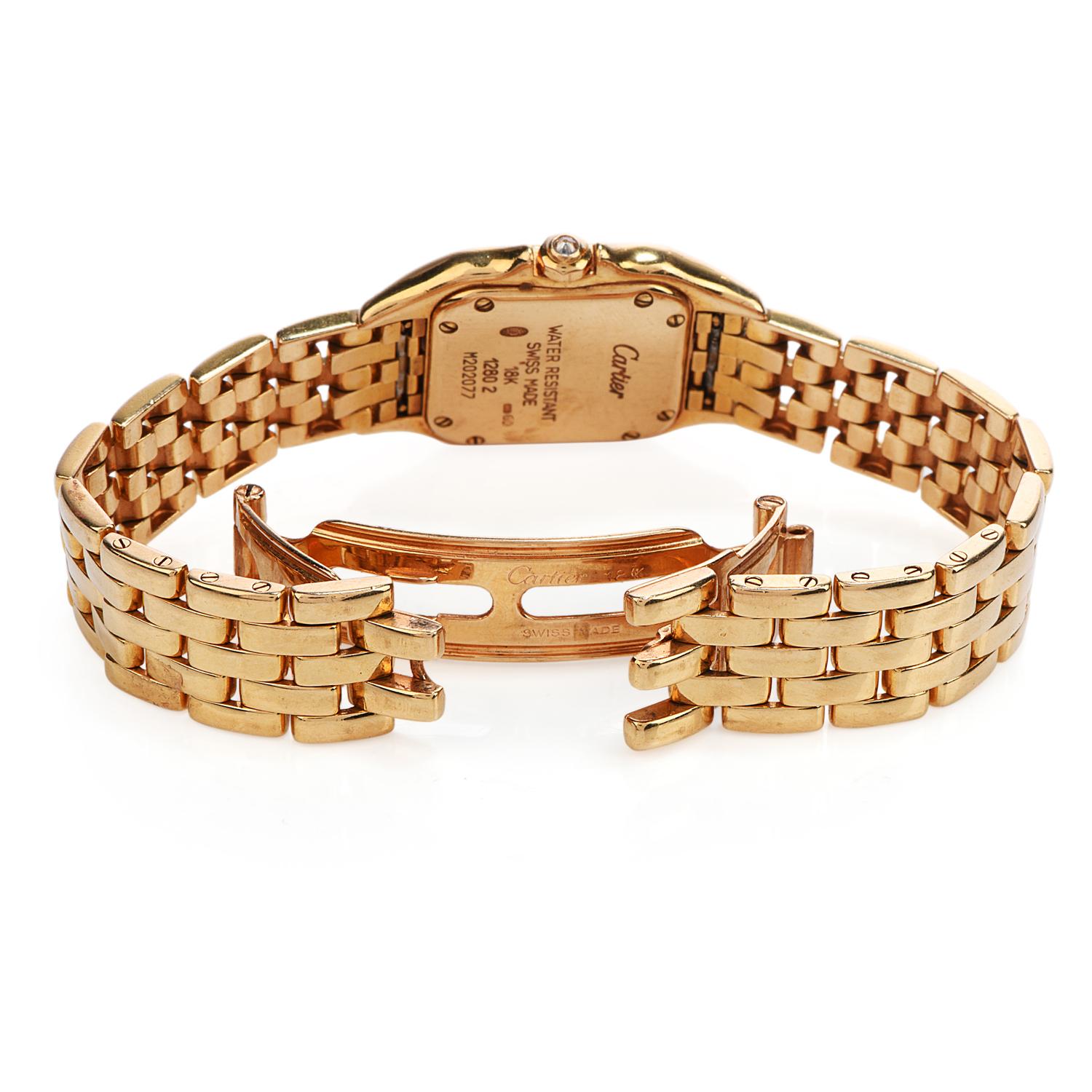 Round Cut Cartier Panther Diamond Face 18K Gold Ladies Watch