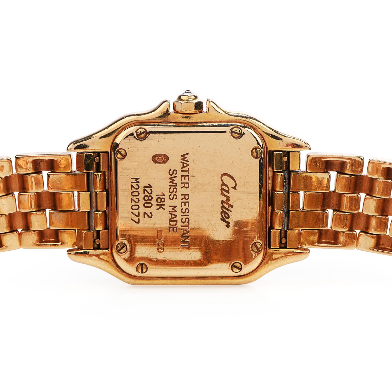 Cartier Panther Diamond Face 18K Gold Ladies Watch In Excellent Condition In Miami, FL