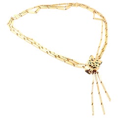 Cartier Panther Diamond Peridot Onyx Lacquer Tassel Yellow Gold Necklace