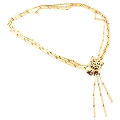 Cartier Panther Diamond Peridot Onyx Lacquer Tassel Yellow Gold Necklace