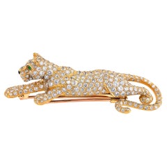 Spilla con diamante Cartier Panther in oro giallo 18 carati